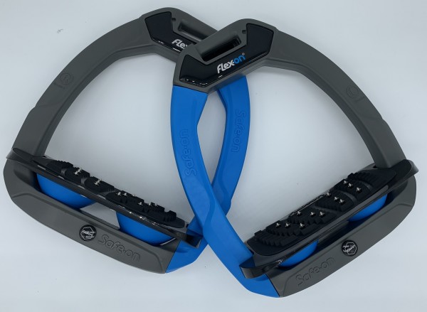 Flex On Steigbügel - Safe-on Serie - Ultra Grip Schrägtritt schwarz-blau