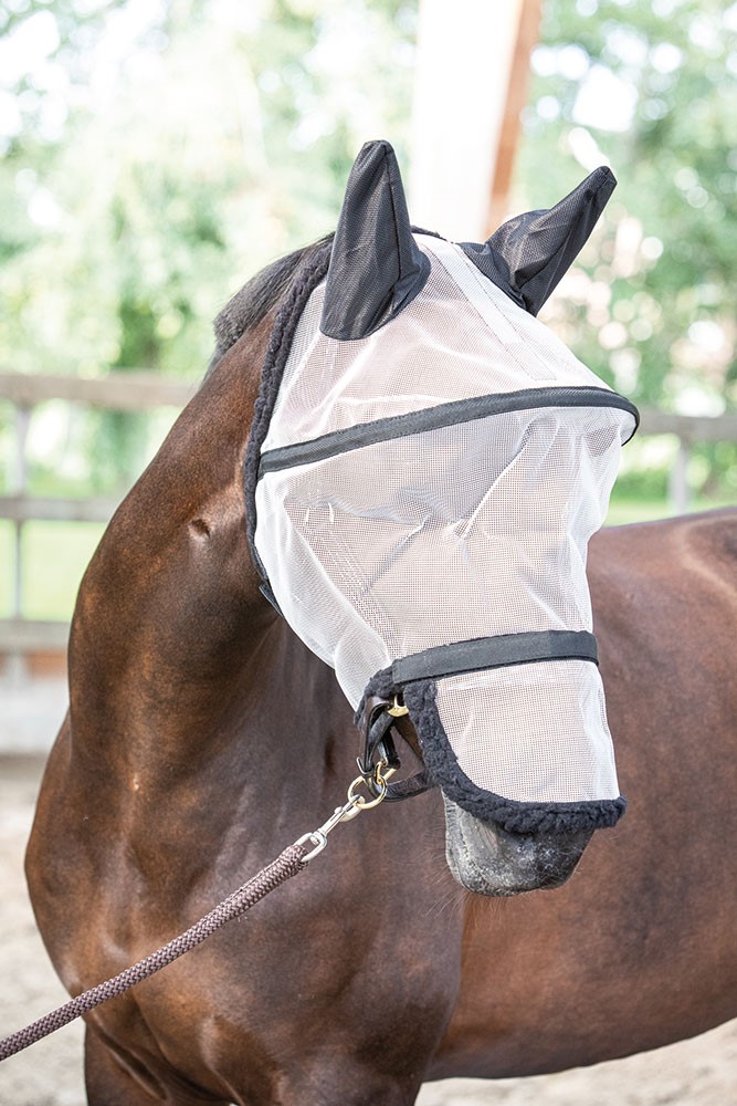 Harry's Horse Fliegenschutzmaske Gesichtsmaske ohne Ohren mit Synthetic Fell 