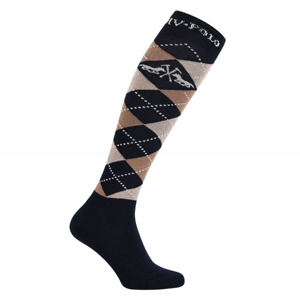 HV Polo Reitsocken Argyle HVP Navy-Champagne gold